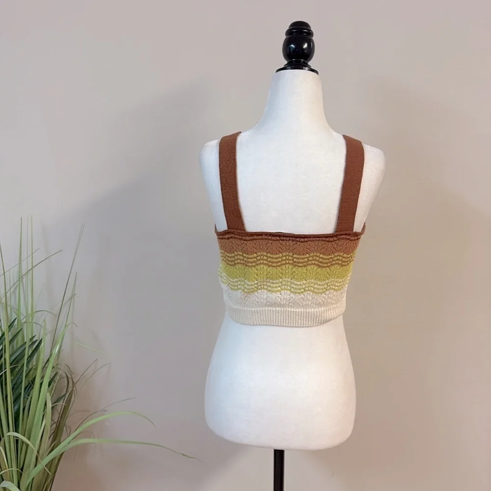 BNWOT Zara Brown and Yellow Crochet Crop Top size M - Picture 2 of 4